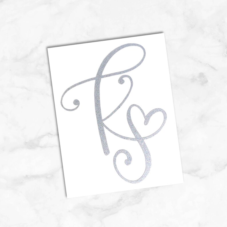 Glitter Heart Letter Decal Single Initial Sticker Glitter Etsy