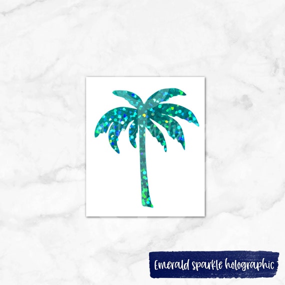 Palm tree decal, holographic palm tree sticker, simple beach vinyl sticker, opal palm tree decal for car window, palm tree decal for yeti