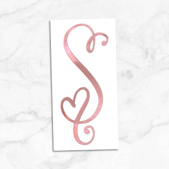 Chrome heart letter decal single initial sticker monogram Etsy