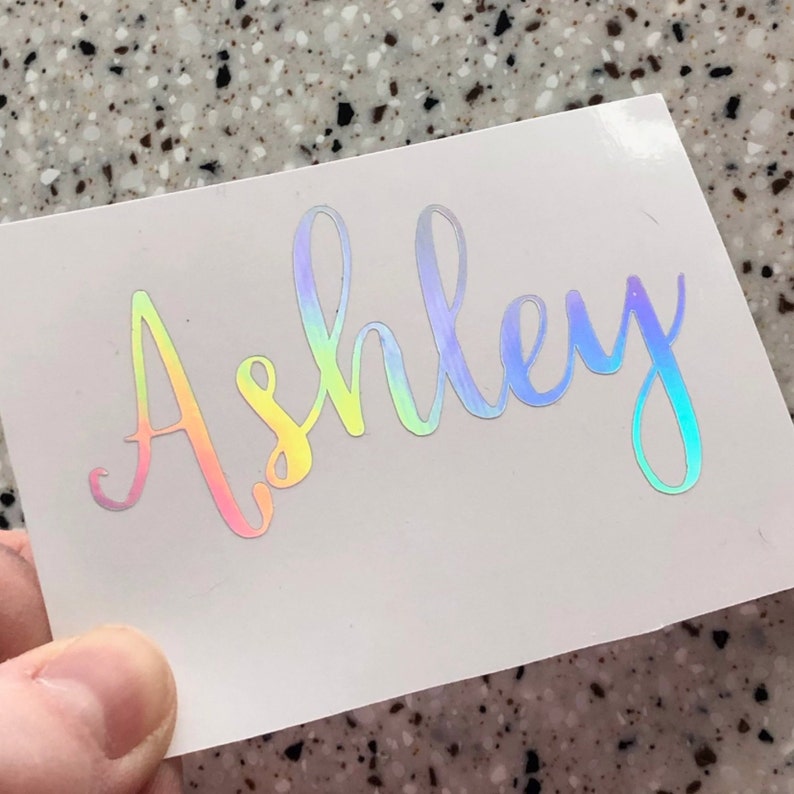 Holographic Name Decal Name Sticker Laptop Sticker Custom Etsy