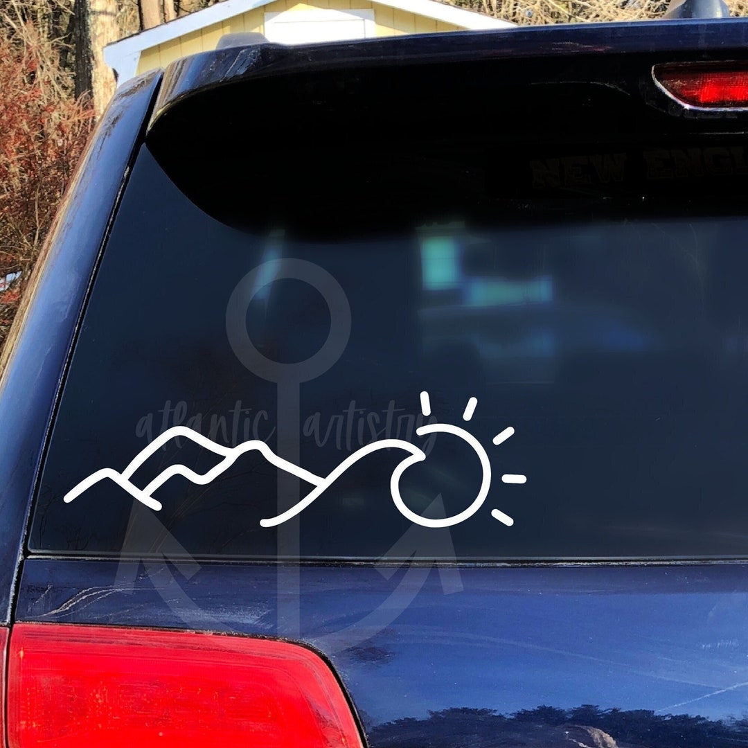 Mountain Wave Sun Decal, Holographic Mountain Adventure Decal, Mountain ...