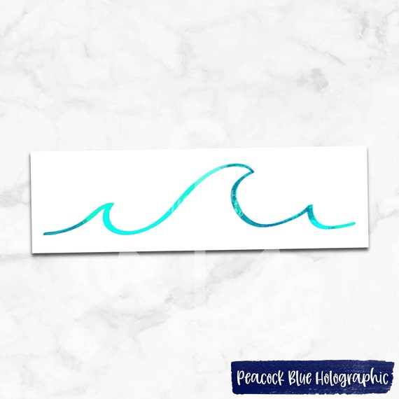 Wave decal, holographic ocean wave car decal, simple beach car decal, opal ocean decal stickers, thin line beach decals, beach decal for car