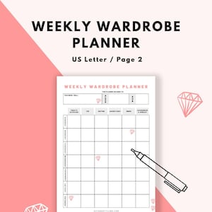 Weekly Wardrobe Planner Printable, Weekly Planner, Instant Download, US Letter