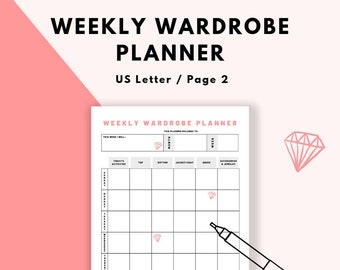 Weekly Wardrobe Planner Printable | Weekly Planner | US Letter, Instant Download