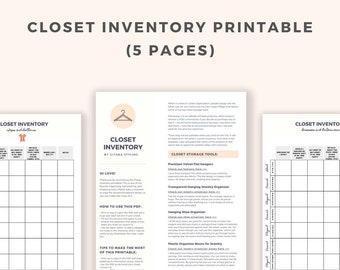 Closet Inventory Printable, Closet Organization, Instant Download, US Letter