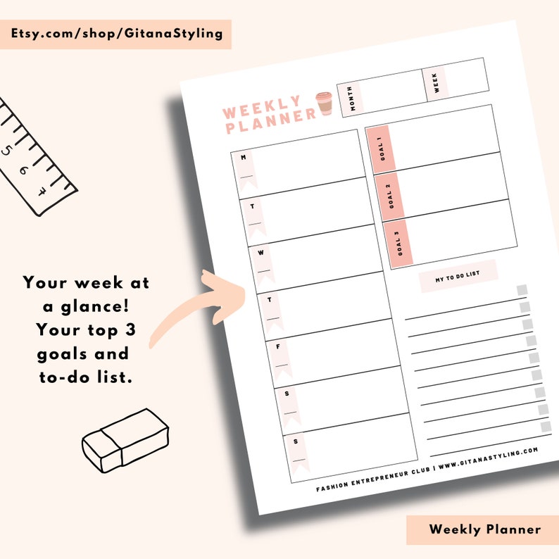 Daily, Weekly and Monthly Printable Planners | 3 Pages | US Letter ...
