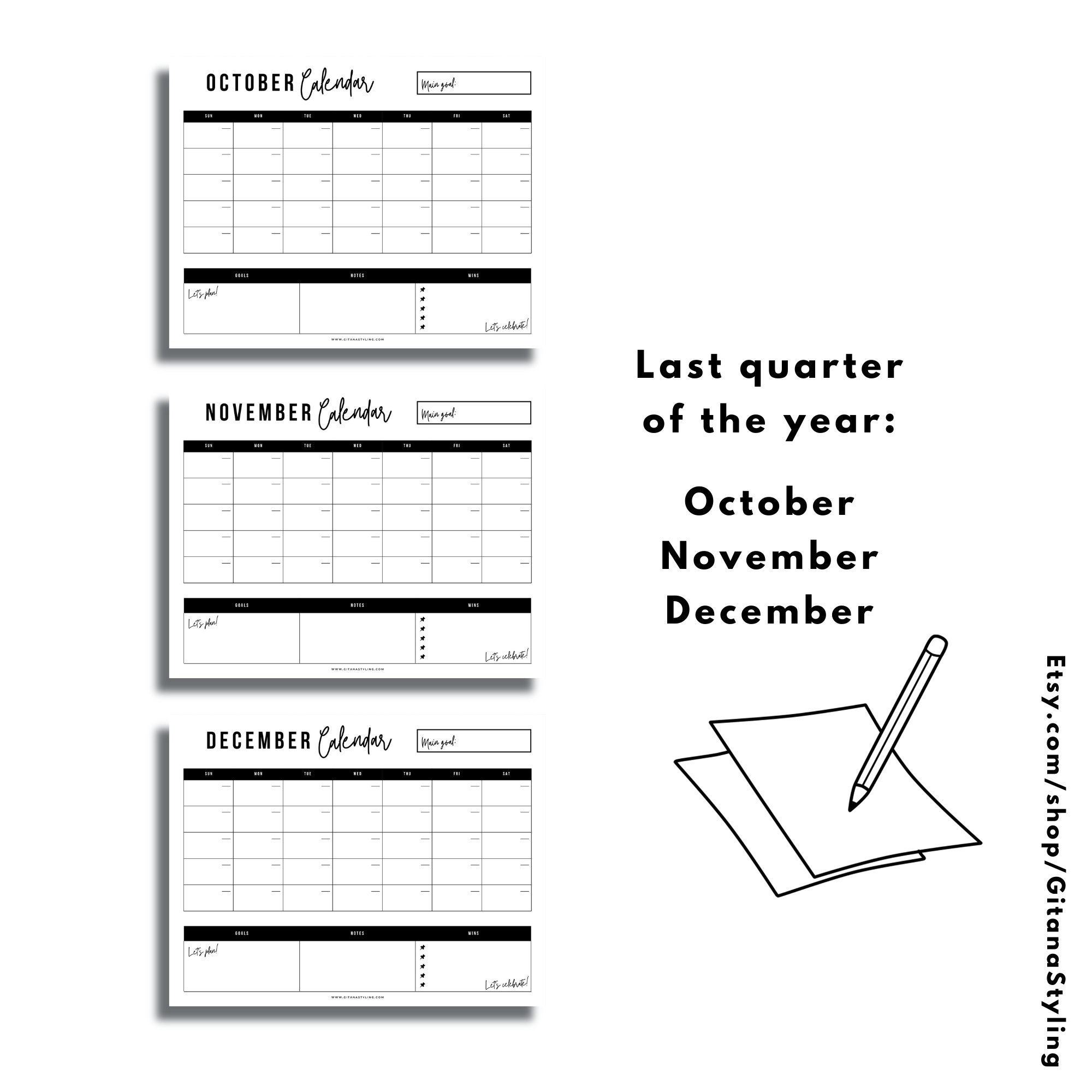 Minimalist Yearly Blank Calendar Modern Printable Calendar - Etsy