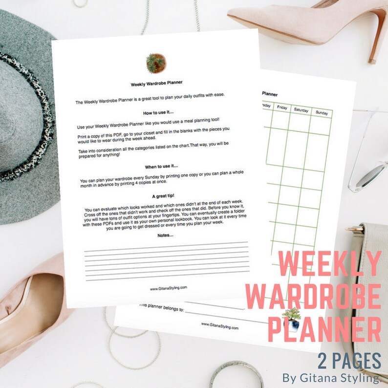 Weekly Wardrobe Planner Etsy