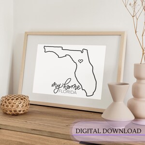 Florida Sunshine druckbare Kunst - Embrace the Vibrant State of Sunshine | Mein Zuhause | Sofortiger digitaler Download | USA State Map Umriss
