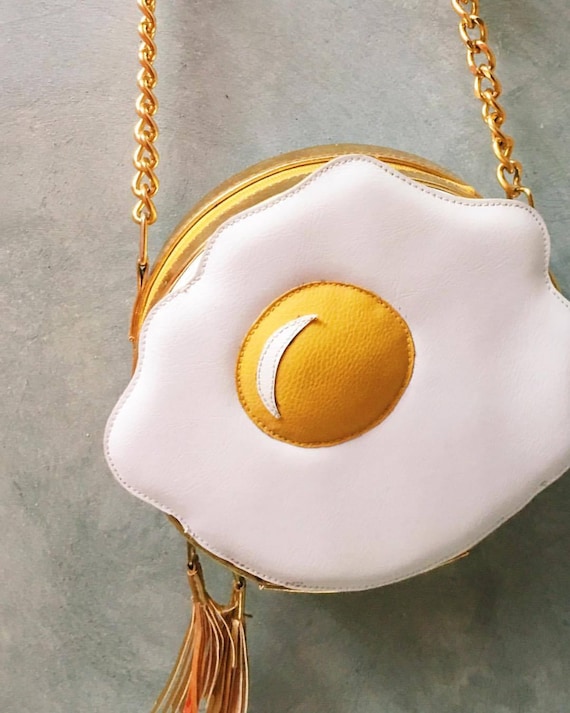 Cute poached egg key chain simulation fried egg food bag clasp decorative  bag