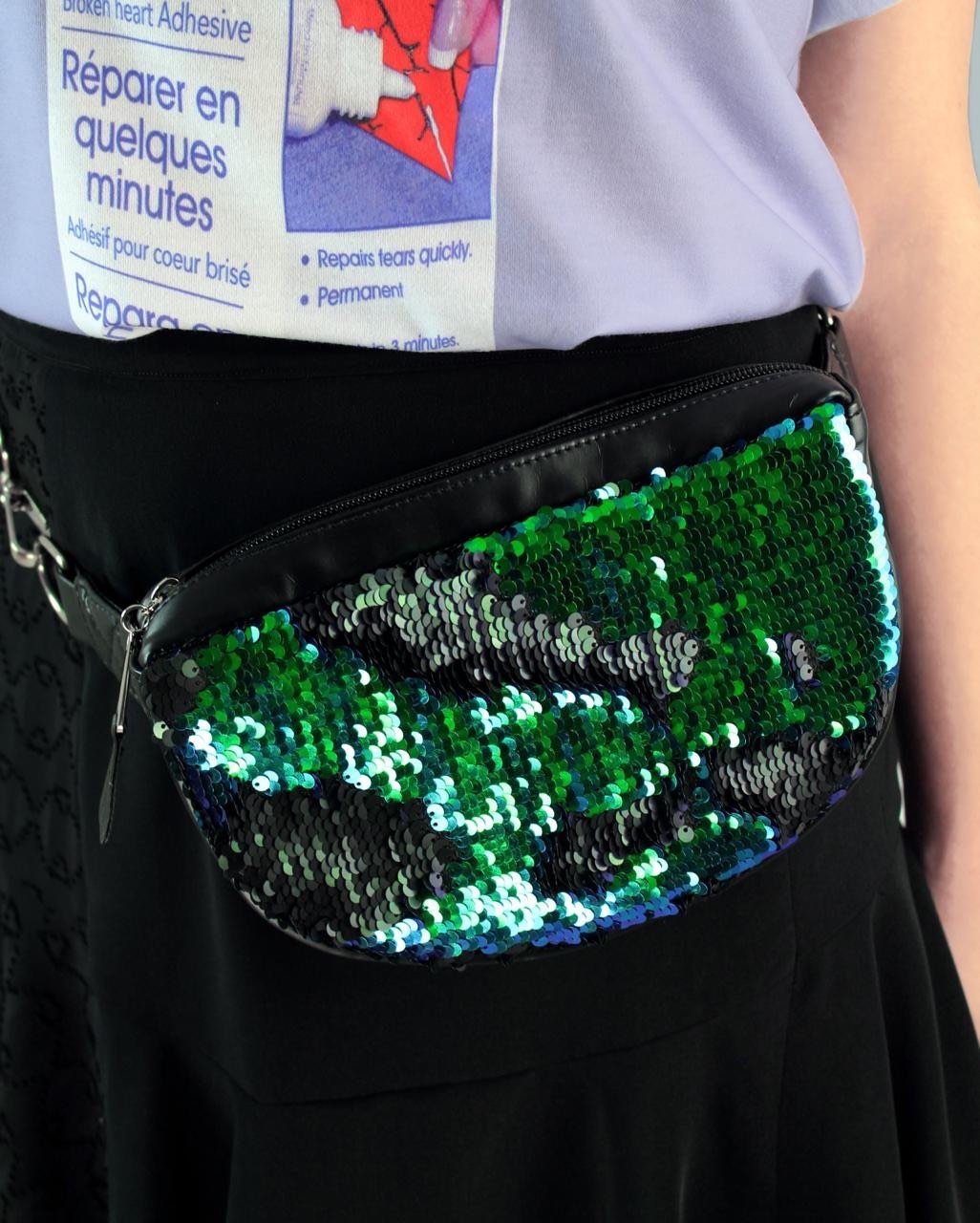 Black sparkly fanny pack best sale