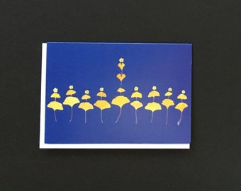 One - Small "Gingko Heart " Card Print 3x5