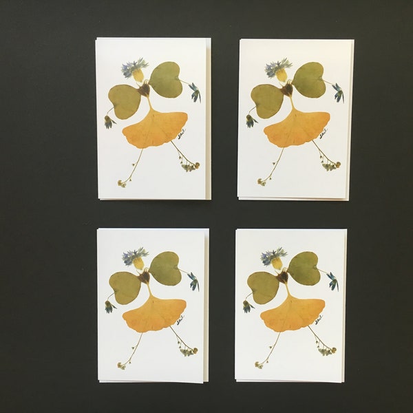 Prim and Proper Gingko Girl Card Print - 3X5