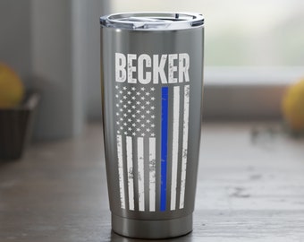 Personalized Police Officer Tumbler, Thin Blue Line Tumbler, Police Officer Gifts, Police Coffee Mug, Thin Blue Line Mug, Police Wife Cup