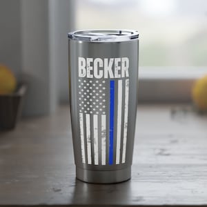 Personalized Police Officer Tumbler, Thin Blue Line Tumbler, Police Officer Gifts, Police Coffee Mug, Thin Blue Line Mug, Police Wife Cup