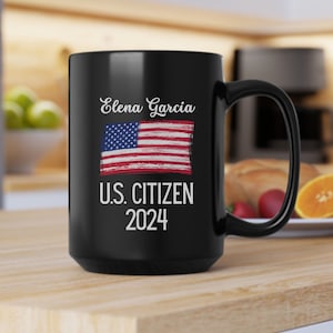 Personalisierte neue US-Bürger-Kaffeetasse, Est 2024 Becher, Bürgerschaft Geschenkbecher, US-Bürger Geschenke, Einwanderungsbecher Geschenke