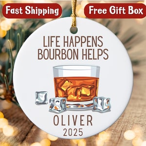 Bourbon Christmas Ornament: Funny Whiskey Lover Gift