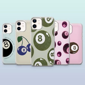 8Ball Phone Case Billiard Cherry Eight Ball Cover for iPhone 16,15Plus,14,13,12 Samsung S24Ultra,S23FE,S22,A16 Pixel 9Pro XL,8A,8Pro,7A,6A