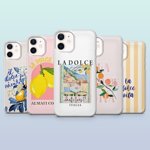 Coque de portable La Dolce Vita, dicton italien, Coque estivale pour iPhone 16,15,14,13,12, Samsung S25, S24, S23FE, S22, A16, A26, A56, Pixel 9Pro, 8A, 7