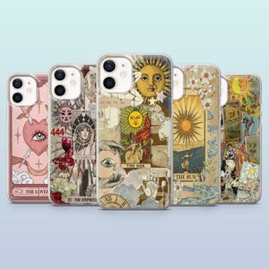 Custodia per telefono con tarocchi, carte da strega e astrologia per iPhone 16, 15, 14, 13, 12, Samsung S25, S24, S23FE, S22, A16, A26, A56, Pixel 9Pro, 8A, 7