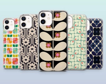 Orla Kiely-telefoonhoesje Bloemen Retro Mod Cover voor iPhone 16,15,14,13,12, Samsung S25, S24, S23FE, S22, A16, A56, Pixel 9Pro,8A,7