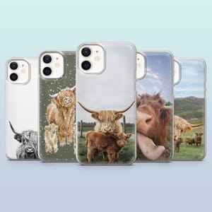 Highland Cow Phone Case Cute Cow Farm Bull for iPhone 16,15,14,13,12, Samsung S25,S24,S23FE,S22,A16,A26,A56, Pixel 9Pro,8A,7