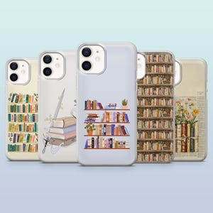 Bokliknande telefonskal Book Lover Bookstack-fodral för iPhone 16,15,14,13,12, Samsung S25,S24,S23FE,S22,A16,A56, Pixel 9Pro,8A,7