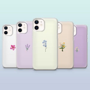 Custodia per telefono con motivo floreale minimalista, semplice cover floreale per iPhone 16, 15, 14, 13, 12, Samsung S25, S24, S23FE, S22, A16, A26, A56, Pixel 9Pro, 8A, 7