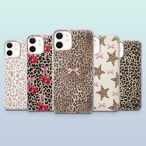 Leopard Print Handytasche Geparden Print Girly Cover für iPhone 16,15Plus,14,13,12, Samsung S24Ultra,S23FE,S22,A16 Pixel 9Pro XL,8A,8Pro,7A,6A