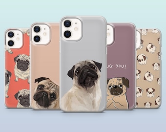 Pug Phone Case Cute Puppy Funny Dog for iPhone 16,15,14,13,12, Samsung S25,S24,S23FE,S22,A16,A26,A56, Pixel 9Pro,8A,7