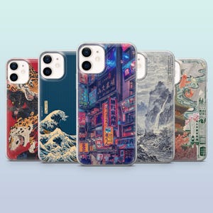 Coque de téléphone artistique japonaise Asie Tokyo traditionnelle pour iPhone 16,15,14,13,12, Samsung S25, S24, S23FE, S22, A16, A26, A56, Pixel 9Pro, 8A, 7