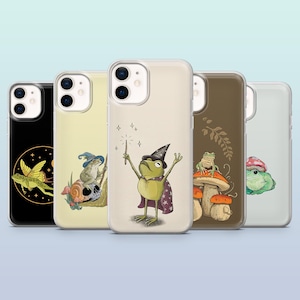 Witchy Frog Phone Case Froggy Mushroom Amphibian Cover for iPhone 16,15,14,13,12, Samsung S25,S24,S23FE,S22,A16,A26,A56, Pixel 9Pro,8A,7