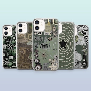 Grün Grunge Handyhülle Emo Alt Vintage Green, passend für iPhone 16,15,14,13,12, Samsung S25,S24,S23FE,S22,A16,A26,A56, Pixel 9Pro,8A,7