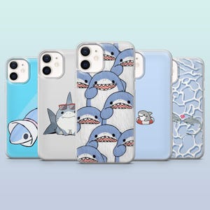 Kawaii Shark Phone Case Sea Life Cute Shark for iPhone 16,15,14,13,12, Samsung S25,S24,S23FE,S22,A16,A26,A56, Pixel 9Pro,8A,7
