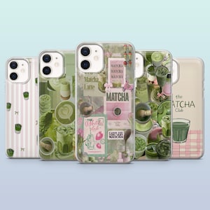 Matcha Handyhülle Green Tea Latte Aesthetic für iPhone 16,15,14,13,12, Samsung S25,S24,S23FE,S22,A16,A26,A56, Pixel 9Pro,8A,7