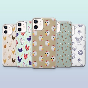 Chicken Pattern Phone Case Farm Rooster Fowl Cover for iPhone 16, 15, 14, 13, 12, Samsung S25,S24,S23FE,S22,A16,A26,A56, Pixel 9Pro,8A,7