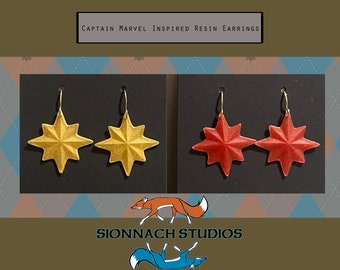 Captain Marvel Inspired Resin Earrings