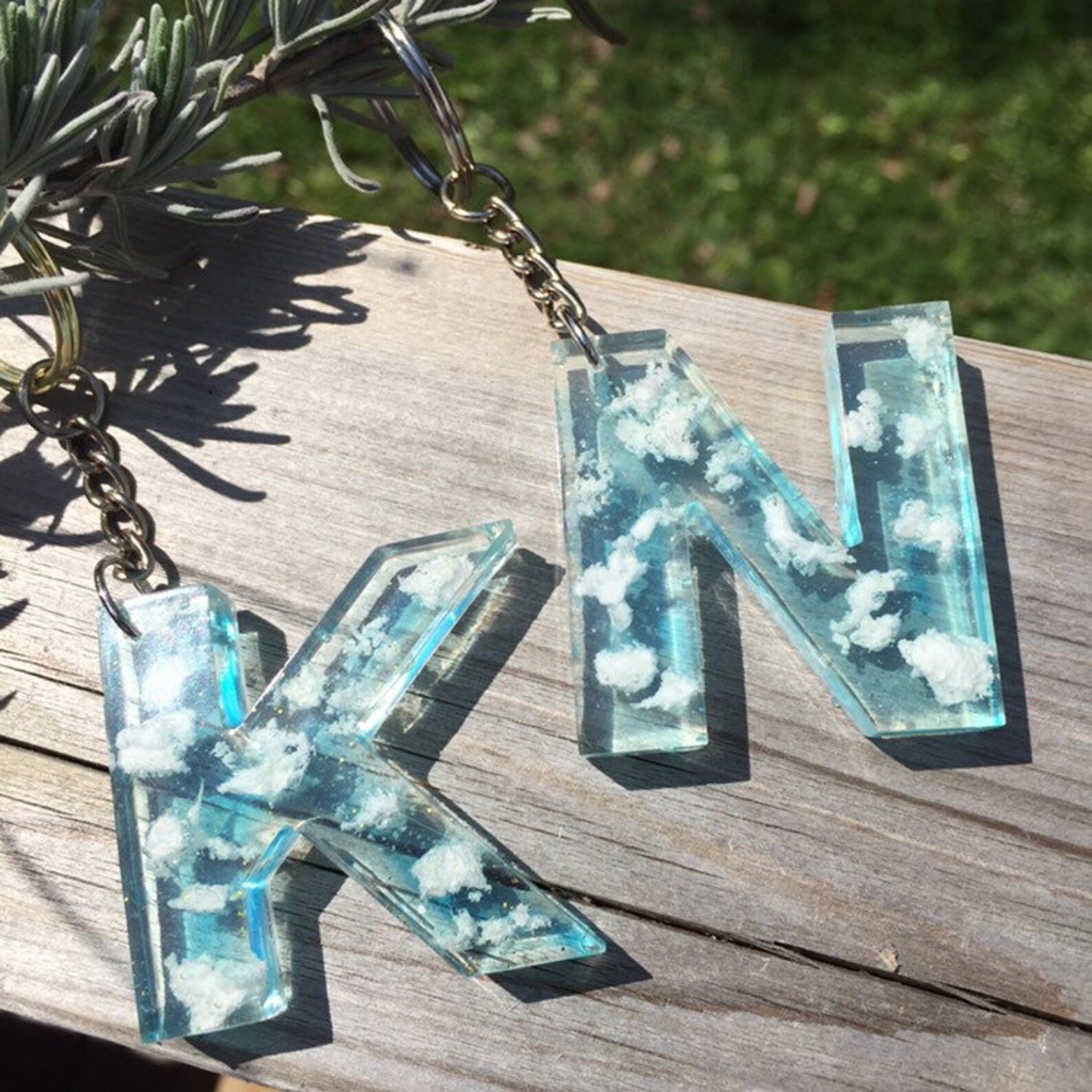 Cloud keychain Resin Handmade Custom Keychains initial Etsy