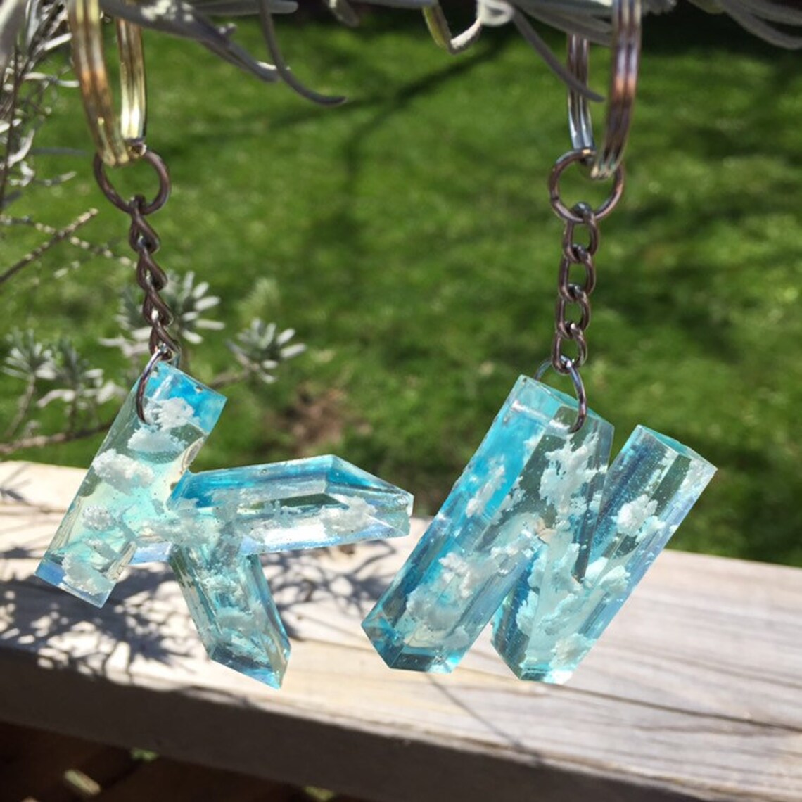 Cloud keychain Resin Handmade Custom Keychains initial Etsy