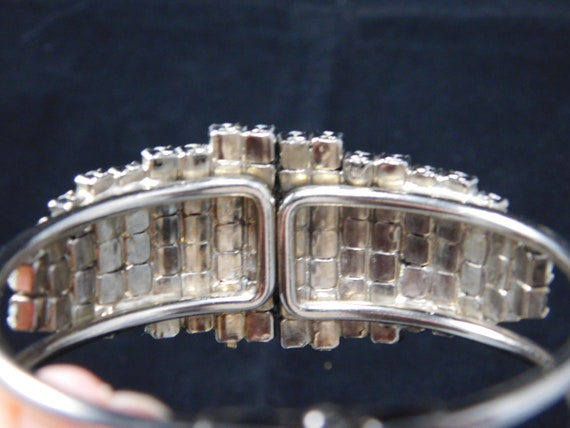 1960s Clamper Bracelet, Silver Tone with Rhinesto… - image 5