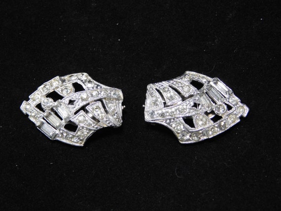 1930s Rhinestone Dress Clips, Art Deco,  Pat 1852… - image 1