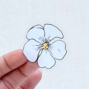 Zarte kleine weiße Blumen Aufkleber | Durchsichtige Vinyl-Aufkleber | Laptop Aufkleber | Wasserflasche Sticker