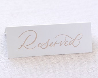 Boho Beige Letterpress Reserved Sign | Set of 8 | For Wedding and Special Events