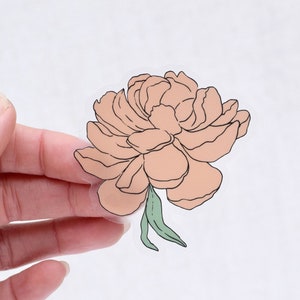 Coral Peony Aufkleber | Durchsichtige Vinyl-Aufkleber | Laptop Aufkleber | Wasserflasche Sticker