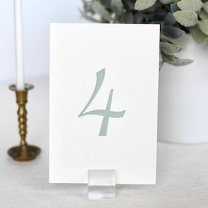 Sage Grün Letterpress Tischnummern | Set aus 20 oder 30 Karten