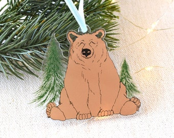 Acrylic Woodland Bear Ornament | Woodland Animal Ornament