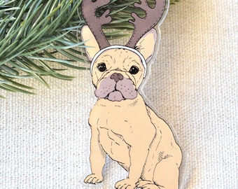 Acrylic Frenchie Ornament- Tan | Dog Ornament