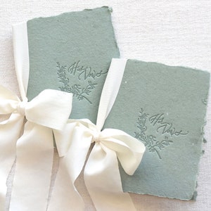 Sage Green and Ivory Letterpress Vow Booklets | Wedding Vow Books | Vow Renewal books