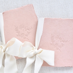 Vintage Blush and Ivory Letterpress Vow Booklets | Wedding Vow Books | Vow Renewal books