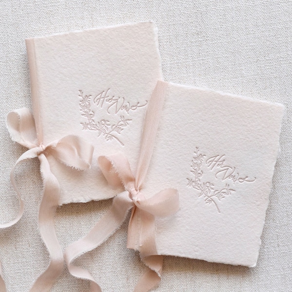 Boho Beige Letterpress Vow Booklets | Wedding Vow Books | Vow Renewal Books